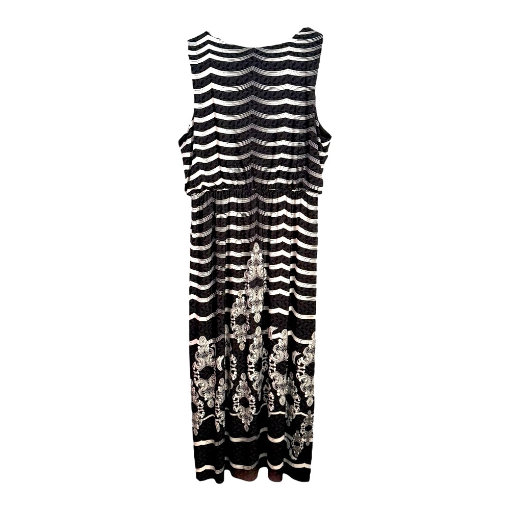 Style & Co Tranquil Waves Black White Embellished Maxi Dress 2X - Picture 9 of 15